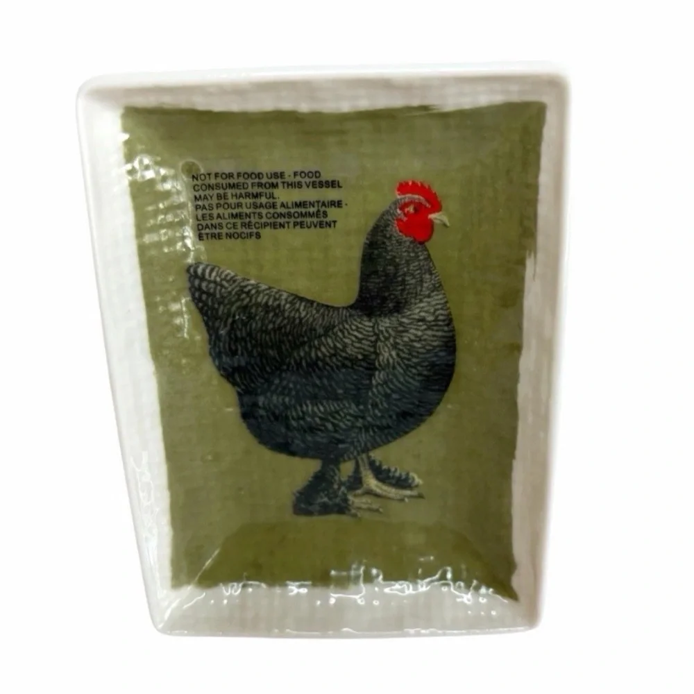 Ashland Trinket Mini Tray Dish Green Farmhouse Country Rooster Chicken Decor NEW